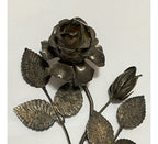 Escultura Flor Rosa Espessurada Á Prata Antiga 28,5cm