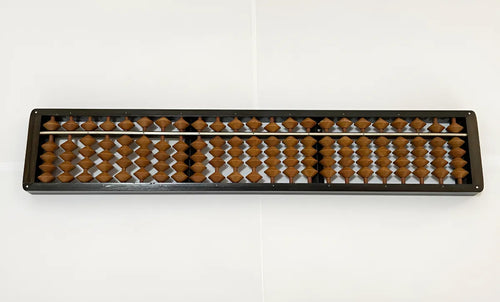 Ábaco Japonês Antigo Patenteado No 886859 / 3420 com contas losangulares em madeira escura.