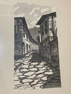 Quadro Nanquim - Rua Do Aleijadinho - Assinado M. Hollender