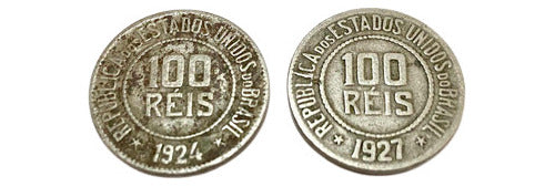 Antigas Moedas 100 Réis 1924 - 1927