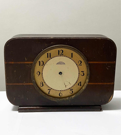 Relógio Antigo De Mesa Marca Madera Caixa Em Madeira Nobre