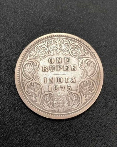Antiga Moeda De Prata 1875 India 1 Rupia