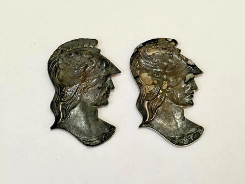Par De Apliques Antigos Guerreiro Romano Em Metal