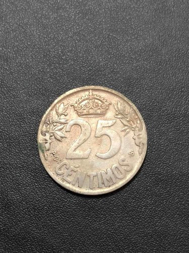 Moeda Antiga 1925 Espanha 25 Centimos