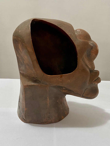 Escultura Cabeça Abstrata Em Cerâmica Antiga Rara