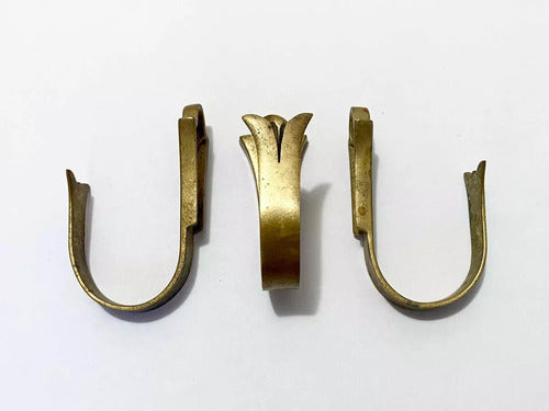 Suportes Antigos De Bronze Para Cortina - 9cm Lote 3