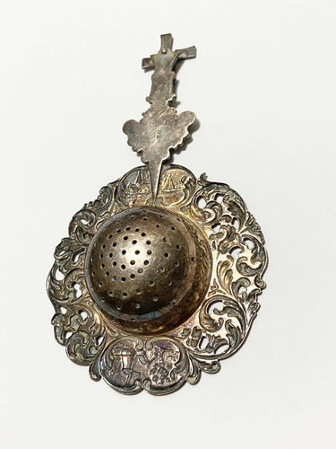 infusor de chá antigo moinho europeu holandês prata c/ marca