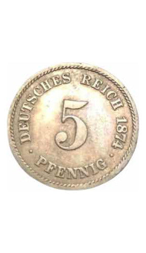 Moeda Antiga 1874 Alemanha 5 Pfennig