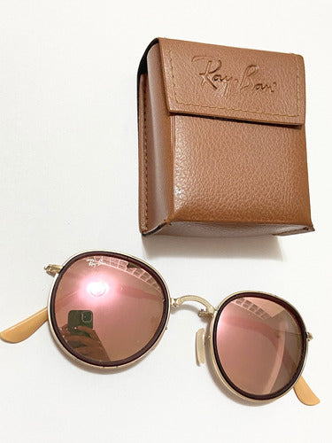Oculos De Sol Rayban Round Redondo Lente Rose