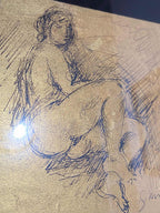 Quadro Com Gravura Artística De Nu Feminino Assinada