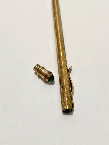 Antigo Porta Termômetro Início Século Xx Dourado Com Pedra