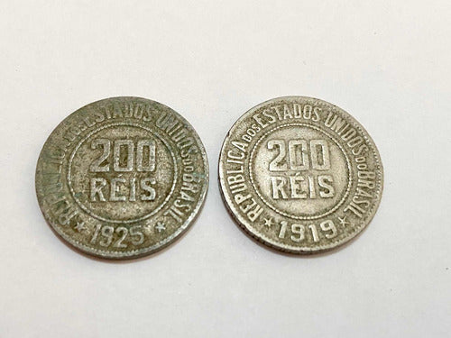 Antigas Moedas 200 Réis 1919 - 1925 Lote 2