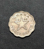 Moeda Antiga Gana 3 Pence 1958