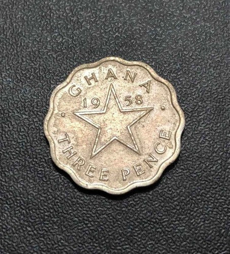 Moeda Antiga Gana 3 Pence 1958