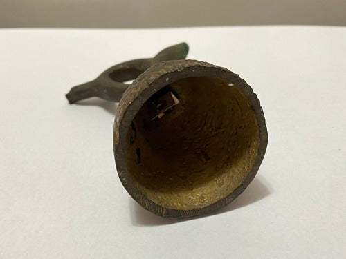 Antiga Sineta Em Bronze Em Formato De Gato