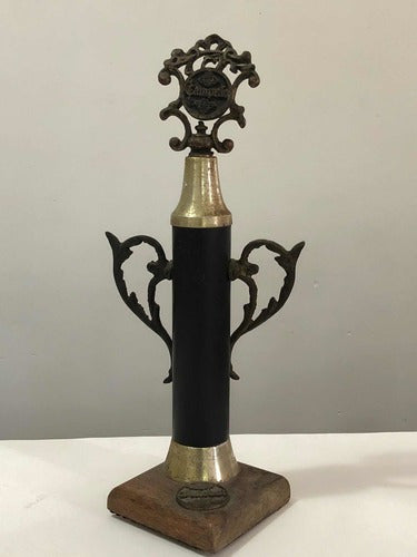 Troféu Antigo Futebol Campeão 32cm Metal Madeira