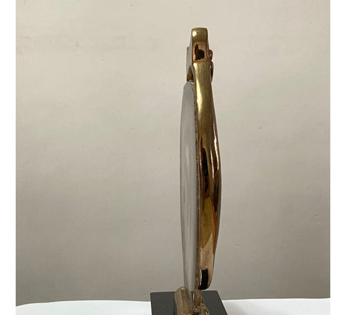 Escultura Coruja Dourada Pedra Agata