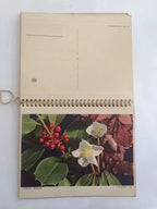 Antigo Calendário Com Pinturas Floridas 1955