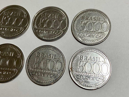 Lote Moedas Antigas Brasil 5000 Cruzeiros Tiradentes