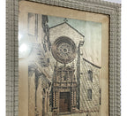Quadro Antigo Pintura Sobre Seda Igreja Assinado Com Vidro