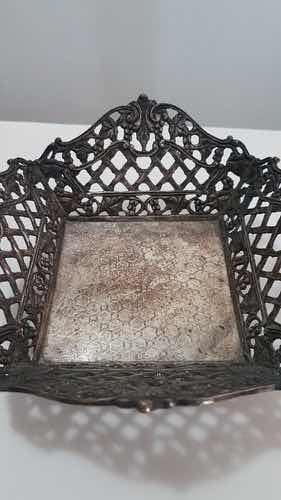 Cesta Antiga De Metal Cor Prata