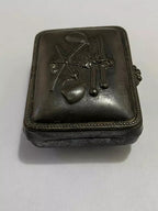 Antiga Caixa Charuto De Metal Porta Cigarro Com Desenhos