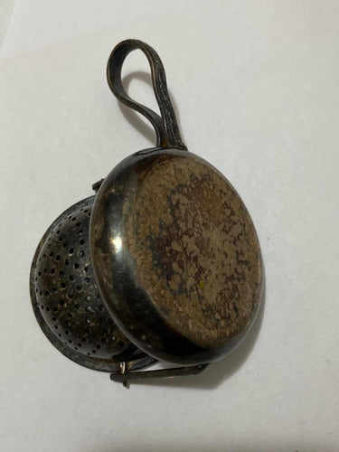 Antiga Peneira Para Chá Coador Com Suporte Cor Prata