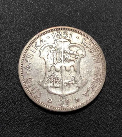 Antiga Moeda De Prata 1951 Africa Do Sul 2 Shillings