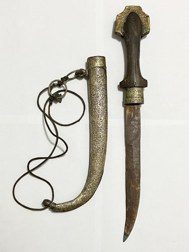 Punhal Antigo Árabe Jambiya Koummya 41cm C/ Bainha