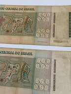 Cédulas Antigas Brasil 500 Cruzeiros