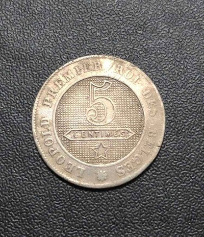 Moeda Antiga 1863 Bélgica 5 Centimes