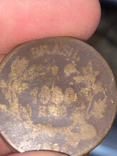 Moeda 1000 Réis Antiga Bronze Império Rara