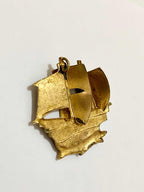 Broche Antigo Navio Dourado Damasceno Espanha