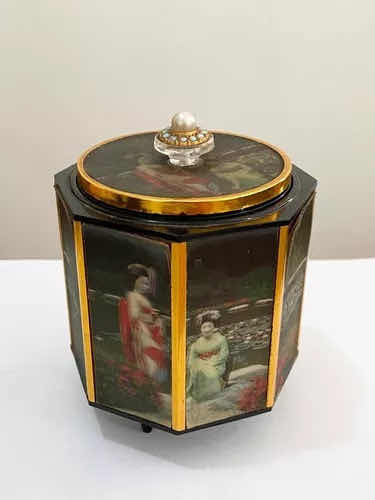 Antigo Porta Joias Caixa De Musica Desenho Oriental Funciona