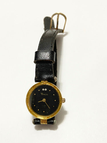Relógio Antigo Tencio Japan Quartz Dourado E Preto