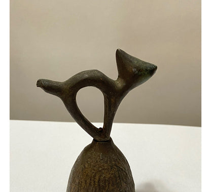 Antiga Sineta Em Bronze Em Formato De Gato