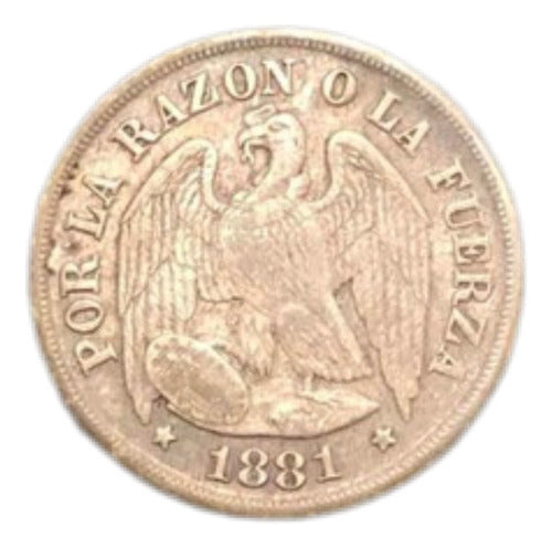 Moeda Antiga 1881 Chile 1 Decimo Prata