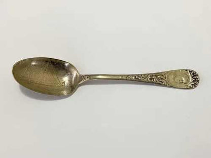 Talher Colher Antiga De Prata Com Imagem Barco