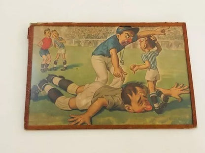 Antigo Quadro Futebol Jogador Arbitro Falta