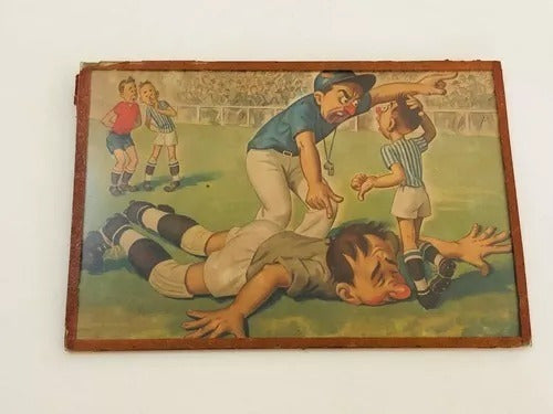 Antigo Quadro Futebol Jogador Arbitro Falta