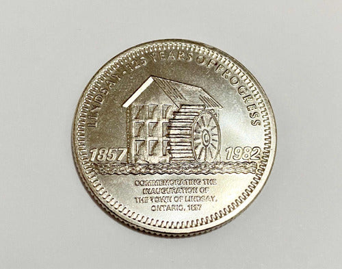 Antiga Moeda Comemorativa Canada 1982 Town Lindsay Ontario