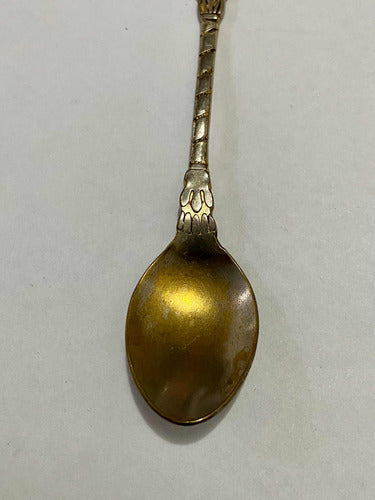 Colher Antiga Decorativa Dh Gold 24kp Banho De Ouro