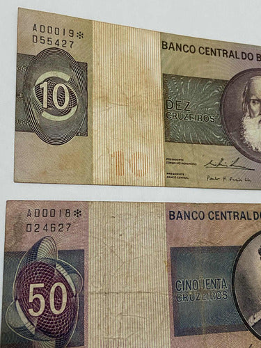 Cédulas Antigas Brasil 50 E 100 Cruzeiros Com Asterisco