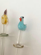 Misturador De Bebida Cristal Muranos Pássaro Fruta Antigo