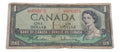 Cédula Antiga Canadá 1 Dollar Antiga Elizabeth II 1945