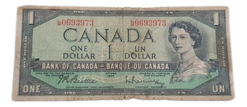 Cédula Antiga Canadá 1 Dollar Antiga Elizabeth II 1945