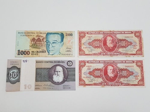 Cédulas Antigas 10 / 100 / 1000 Cruzeiros