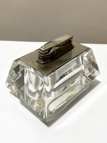 Antigo Isqueiro De Mesa Cristal West Germany