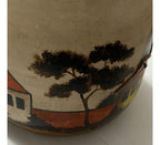 Vaso Cerâmica Pintado À Mão Paisagem Casas Igreja