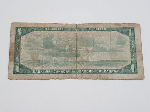 Cédula Antiga Canadá 1 Dollar Antiga Elizabeth II 1945